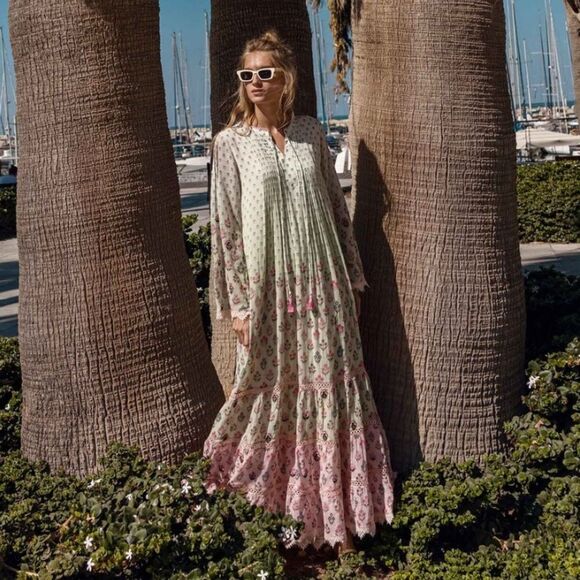 Hemant & Nandita Zehra Pale Mint Ramadan Style Long Dress, Size XS - Picture 3 of 16